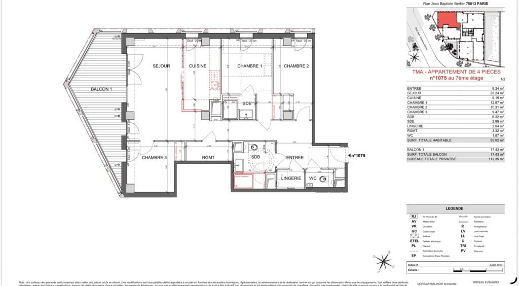 Appartement avec terrasse – 4 pièces – 95m2